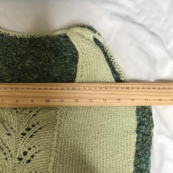 Handmade Knit Tank Top –  Sage Green Mixed Yarn – Sleeveless Boho Style - Picture 12 of 15